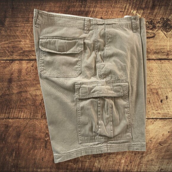 Mens Sz 38/10 Khaki Tan Multi Packet Cargo Utility Work Cotton Shorts - Picture 1 of 8